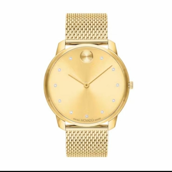 Movado Other - Authentic Men's Movado Bold Thin Crystal Accent Gold-Tone IP Mesh Watch.